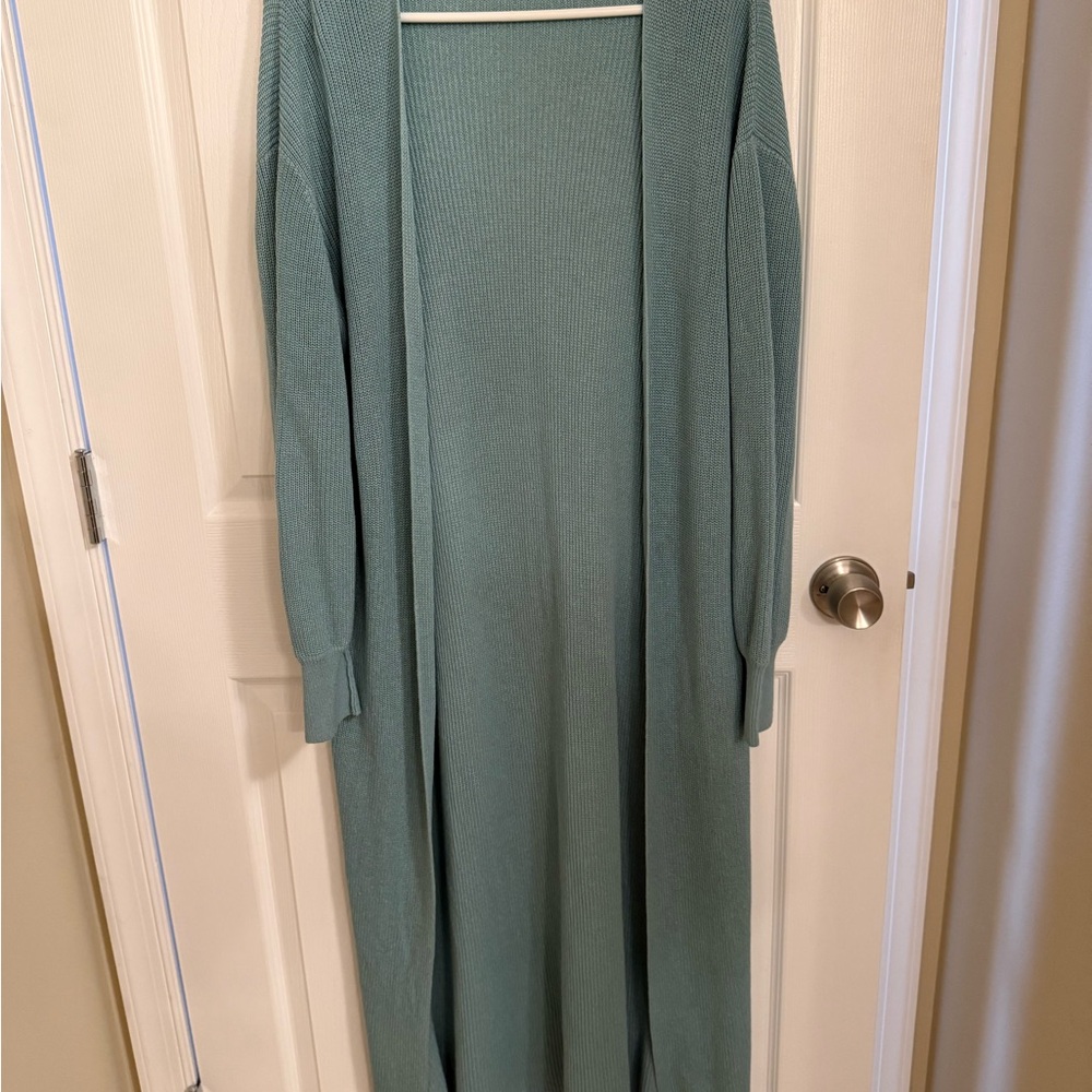 Free People Beach NWOT light green Long open front Cardigan